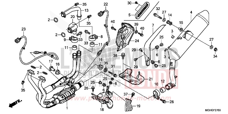 SILENCIEUX D'ECHAPPEMENT von VFR1200X "Crosstourer" DCT PEARL COSMIC BLACK (NHA64) von 2016